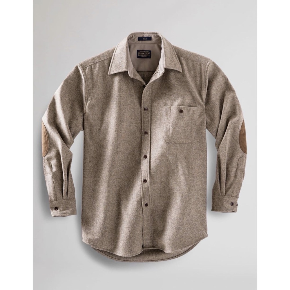 Pendleton Trail Shirt Men's XL 100% Pure Virgin Wool Suede Elbow Patches Vintage